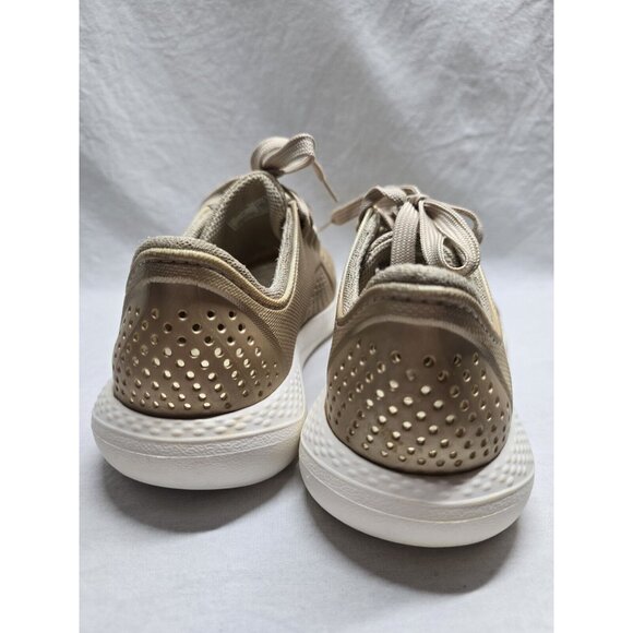 Crocs Lite Ride Pacer Perforated Champagne Sneakers Women’s Sz 8 Comfort Shoes - Picture 7 of 16